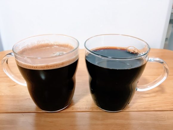 ネスカフェバリスタとお湯で作ったコーヒーの比較